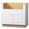 Hampton Satin White Raised Panel Assembled Farmhouse Apron-Front Sink Base Kitchen Cabinet (36 in. x 34.5 in. x 24 in.)