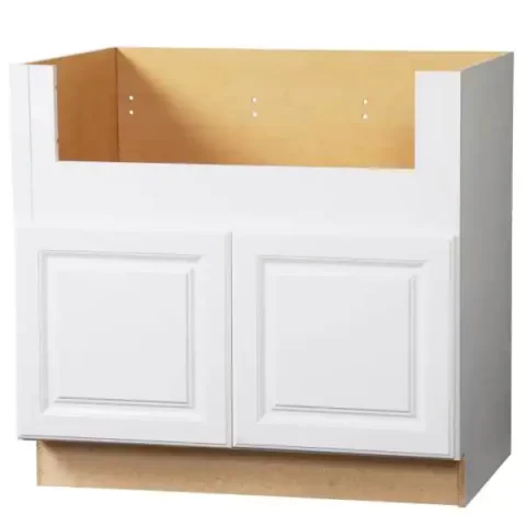 Hampton Satin White Raised Panel Assembled Farmhouse Apron-Front Sink Base Kitchen Cabinet (36 in. x 34.5 in. x 24 in.)