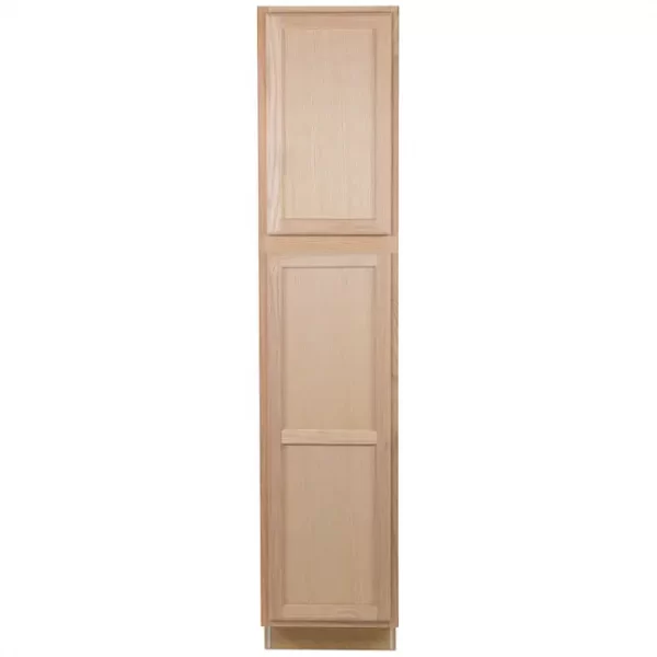Project Source 18-in W x 84-in H x 23.75-in D Natural Unfinished Oak Door Pantry Fully Assembled Stock Cabinet