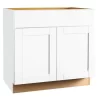 Shaker Satin White Stock Assembled Sink Base Kitchen Cabinet (36 in. x 34.5 in. x 24 in.)